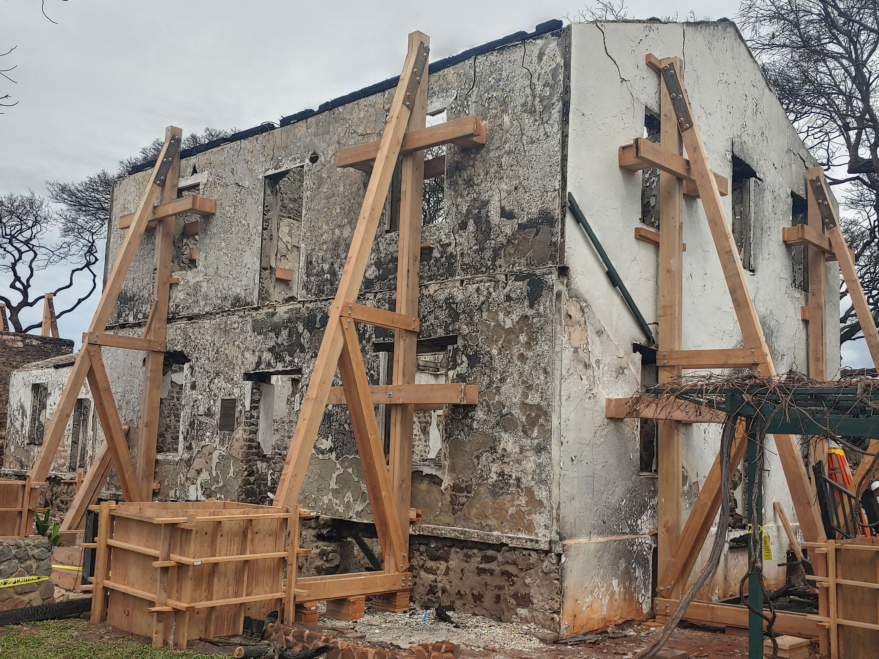 image of the Baldwin House Museum stabilized after the fire.